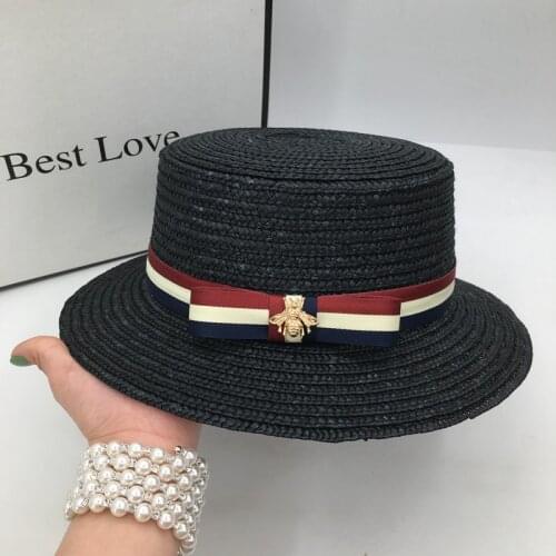 Summer female brim black travel socialite straw hat for women sun hat leisure beach