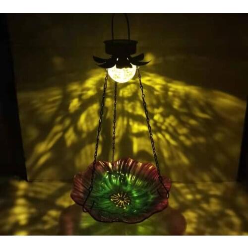 Solar Bird Feeder Bottle Hanging Hummingbird Feeder Garden Outdoor Glass Sunflower Iron Chain Pet Bird Supplies