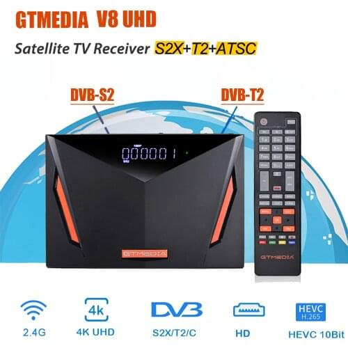 Gtmedia V8 UHD 4k satellite receiver DVB S2 Builting wifi support H.265 DVB-S/S2/S2X+T/T2/Cable/ATSC-C/ISDBT VS V8X