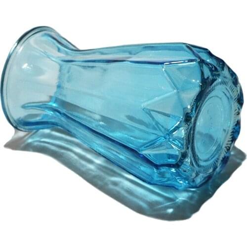 StayGold Blue glass vase gift home house office hotel decoration around 18.5cm
