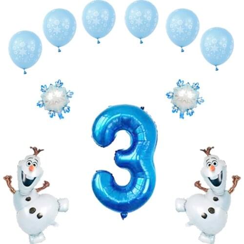 10pcs Disney Theme Cute Olaf Foil Balloons Birthday Party Decarations Kids Love Toys Gift Blue Snowflake Frozen Aluminum Globos