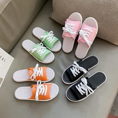 2021 New Lace-up Adjustable Slippers Womens Outer Wear Fashion Autumn and Summer Wear Wear-resistant Non-slip Lazy Shoes