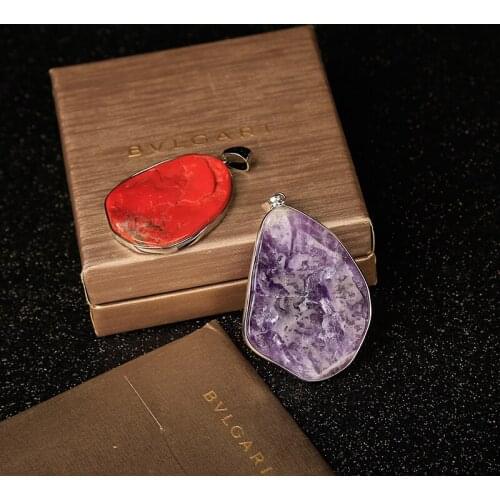 1 natural ore pendant with amethyst jasper tiger eye crystal point meditation restoration crystal gift