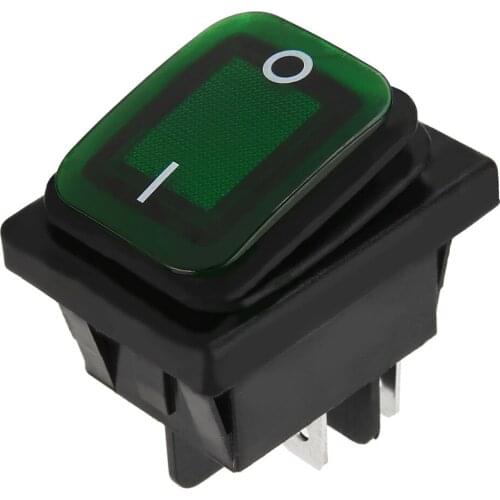 1pcs 4Pin Car Boat ON/OFF SPST Green LED Rocker Toggle Switch 16A 250V AC Waterproof Toggle Switches