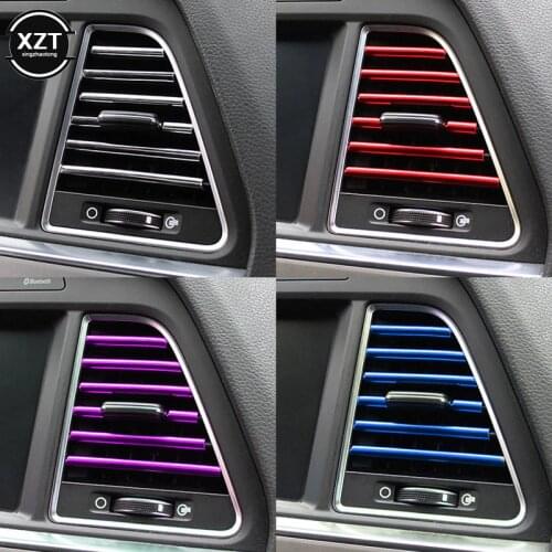10 PCS Car Interior Mouldings 20cm Air Styling Vent Grille Switch Rim Trim Outlet Scratch Guard Protector Car Styling Strip