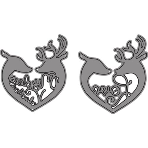 2pcs Elk love And My Deer Valentine frame Cutting Dies For DIY Scrarpbooking Cards Crafts Making 2021 New