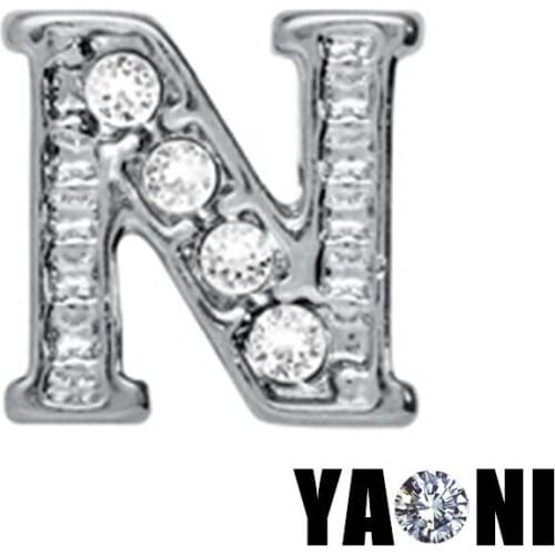 20pcs lot Free Shipping Crystal Alphabet Letter N Charms For Living Magnetic Glass locket