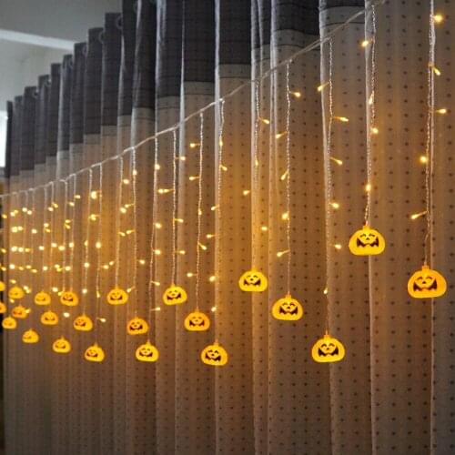 3.5M 96leds 5M 216leds Halloween Pumpkin LED curtain String Lights AC220 Halloween Holiday Christmas Garden Decoration Light