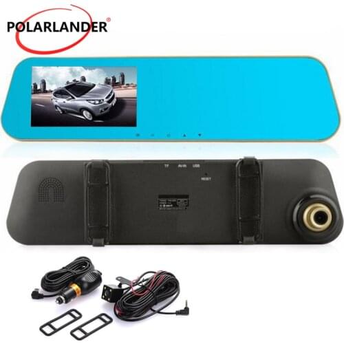 4.3inch TFT Touch Screen Car Rearview Mirror Dual Lens Monitor Auto Parking Vedio DVR Camera Dash Cam Backup Reverse Camera Hot