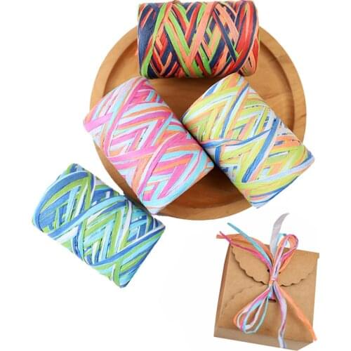 80M/Roll Color Paper Rope Raffia Ribbon Decoration Cords Candy Gift Packing Scrapbooking Crafts String Wedding Party Decoration