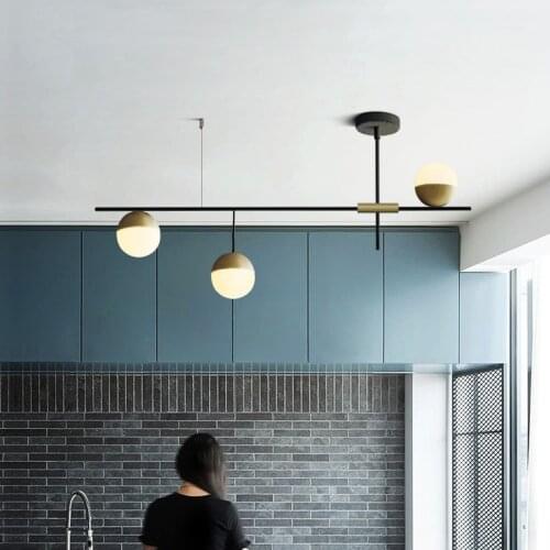 Postmodern Black chandelier lighting luxury kitchen globe chandelier nut creative villa restaurant glass farmhouse chandelier