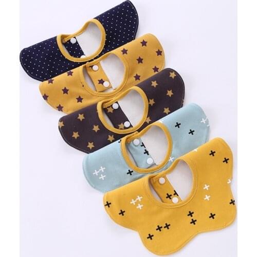 Baby Bibs 360 Degree Round Boys Girls Waterproof Bandana Absorb Bib Cloth Kids Scarf Flower Bib Accessories Baby Burp Cloths