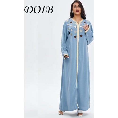 DOIB Abaya Long Robe Turkey Islam Dubai Muslim Arabic Embroidery Dress Ramadan Eid Robe Clothing Longue Musulman Kafan Dress