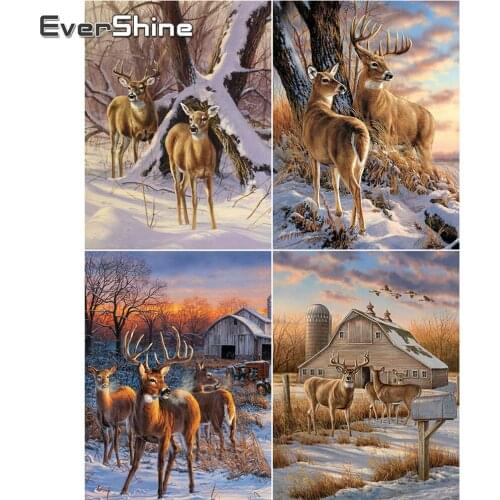 EverShine DIY Diamond Painting Deer 5D Full Drill Square Diamond Embroidery Animal Mosaic Cross Stitch Handmade Hobby