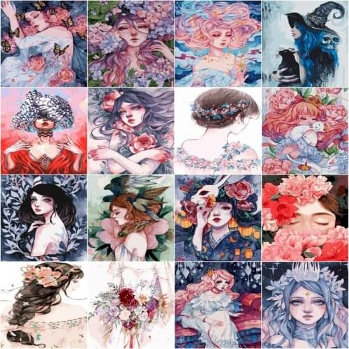 GATYZTORY Painting By Numbers Flower Woman DIY Coloring By Numbers HandPainted Kits Drawing Canvas Pictures Figure Home Decor