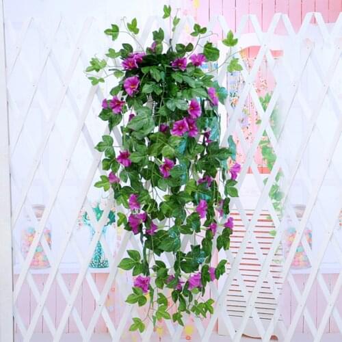 Artificial Morning Glory Hanging Plants Outdoor Wedding Hanging Baskets Vine Simulation Wall Garland Garden DIY Fake Green Decor