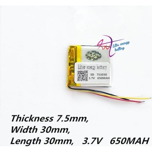 3 line Liter energy battery 753030 3.7V 650mah 803030 Universal Li-ion battery for tablet pc 7 inch 8 inch 9 inch MP3 MP4 DVD