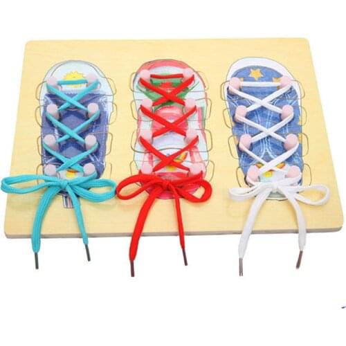 Montessori New Arrival Wooden Toys 30*22cm High Quality Children Learn Tie Shoes Learning & Education Toys