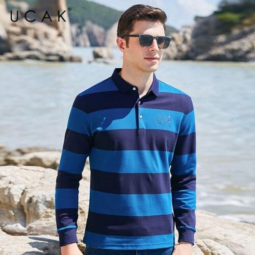UCAK Brand Spring Autumn New Arrivals High Quality Casual Pure Cotton Turn-down Collar Long Sleeve Polo-Shirt Men Clothing U5351
