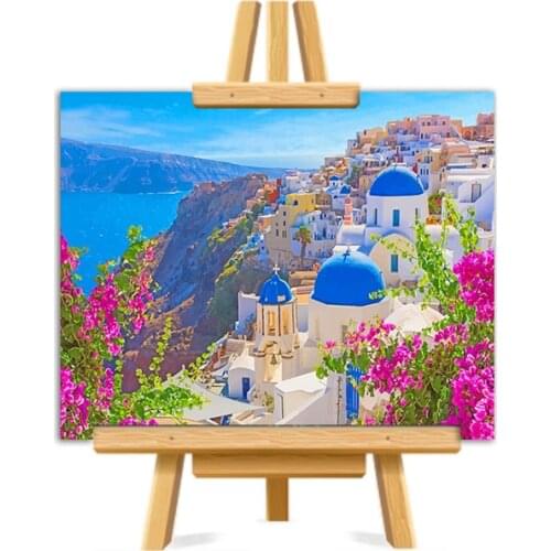 Thira Santorini Greece Picture DIY Painting By Numbers Colouring Zero Basis HandPainted Oil Painting Unique Gift Home Decor