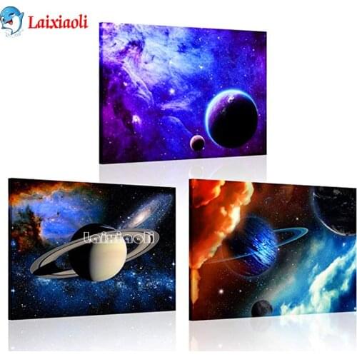 Galaxy stars abstract space wall art elements,Full Square round diamond painting mosaic sale diamond Embroidery Triptych decor