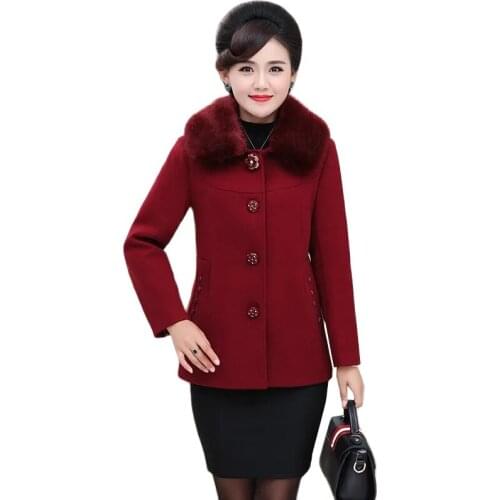2021 New Autumn Winter Middle-aged Coat Female Woolen Jacket Plus Cotton Woolen Jacket Womens Coats Lady Clothing Plus Size 5XL