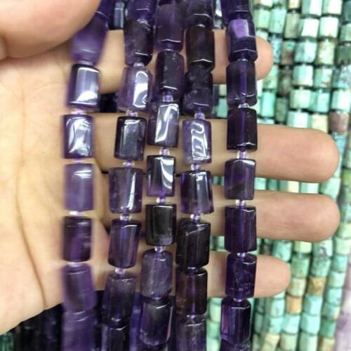 Wholesale 2strings Natural Amethys t Quartz beads,Polished Raw Stone Tube beads for jewelry 15.5"/string