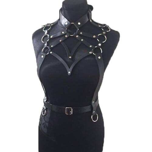 Punk Sexy Women Body Belt Harness Bondage Lingerie Goth Bra Harness Chest Suspenders Adjustable Waist Garter Belt Harajuku