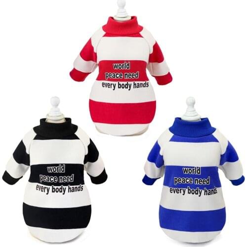Dog Pet Striped Hoodies Coat Dog Cat Jumpsuit Pet Dog Winter Warm Clothes Coat Jacket For Pet dog Apperal 5 sizes 4 Colors