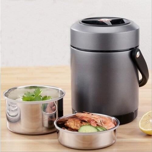 304 stainless steel portable lunch box, double-layer vacuum insulated lunch bucket, food container, adult and child lunch box