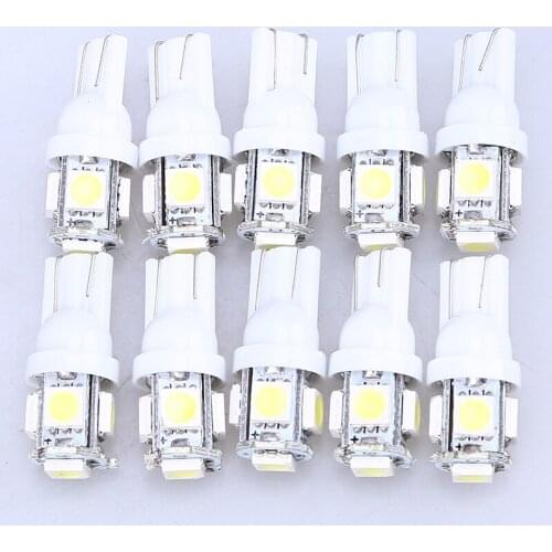 POSSBAY 10 Pcs White T10 5 LED 5050 SMD Car Wedge Side Light Lamp Bulb 12V Car Light LED License Plate Lights