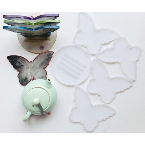 Diy Crystal Epoxy Silicone Mold Butterfly Mold Table Decorative Mirror Surface Storage Rack Mold Resin Coaster Placemat