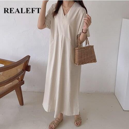 Льняные летние платья REALEFT China At AliExpress