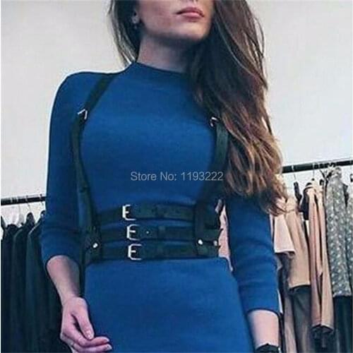 Fashion Women Punk Gothic Cool 100% Handcrafted Underbust 3 Row Leather Women Harness Waist Belt Sculpting Straps