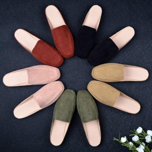 Pumps Footwear Summer Ladies Mules Shoes Womens Low Heel Lazy Slippers Fashion Suede Brand Designer Slides Female Flip Flops