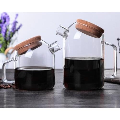Borosilicate Glass Coffee Maker Teapot Cork Cover Glass Coffee Coffeepot Glass Cold Water Jug Cold Kettle