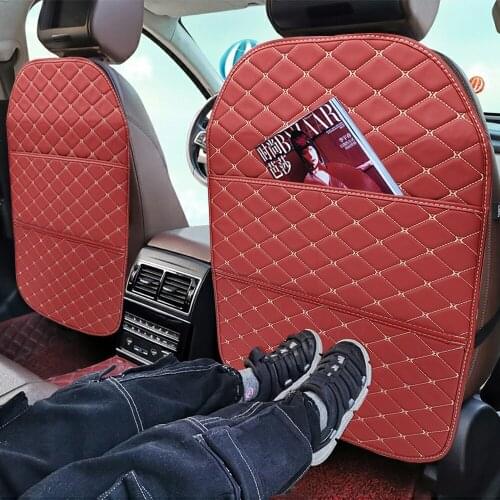 Car Seat Back Storage Bag Car Interior Accessories Seat Back Anti-kick Pad Book Magazine Collection PU Leather Stowing Tidying