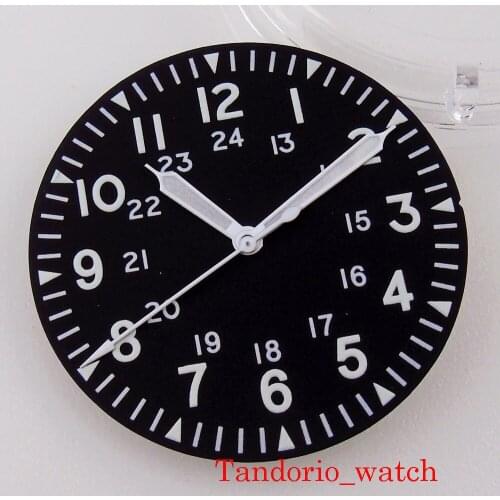 For NH35A MIYOTA Movement 33.6mm No Logo Luminous Black Watch Dial With Date Window High Quality Watch Parts