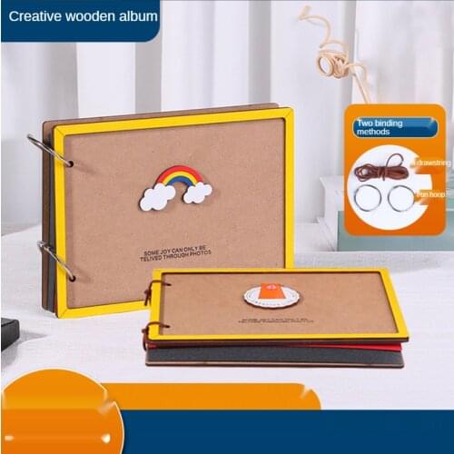 Creative children growth records lovers handmade gifts diy albums painting loose-leaf wooden albums photo albums Gifts