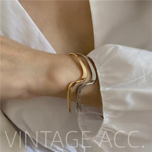 Retro Geometric Open Bracelet Gold Irregular Geometric Korean Creative Cold Wind Bracelet Neutral Party Jewelry