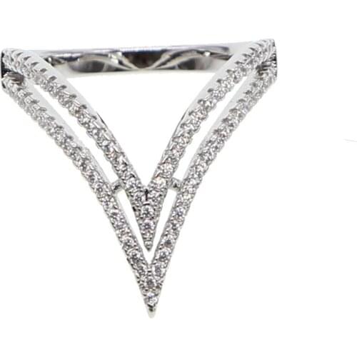 V chevron women finger ring silver color pave sparking bling cz high quality fashion jewelry