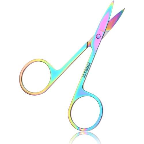 1pc Colorful Chameleon Eyebrow Scissors Curved Head Eyebrow Manicure Scissors Cutter Nail Makeup Tool Eyebrow Scissor