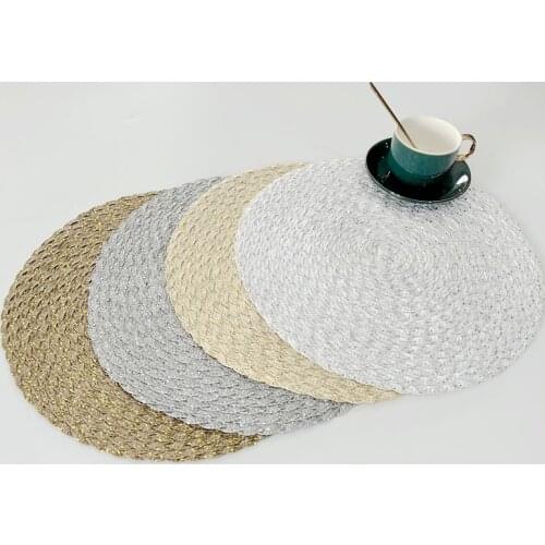 Round weave Placemat fashion PP dining table mat disc pads bowl pad coasters waterproof table cloth pad 38cm diameter