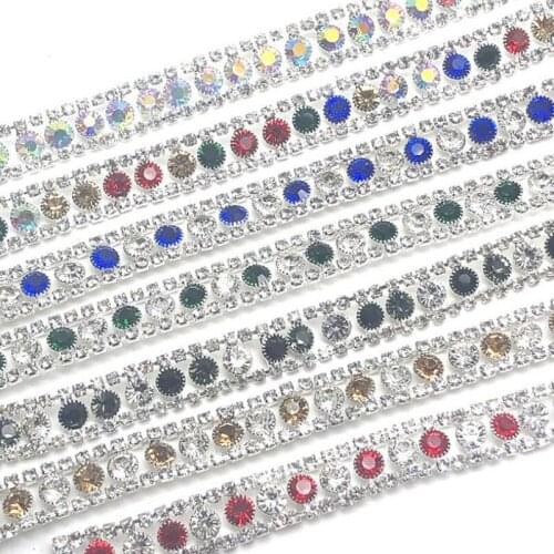 10Yards Colorful Rhinestone Trim Red Sapphire AB Crystals Cup Chain Claw Jewelry Crafts
