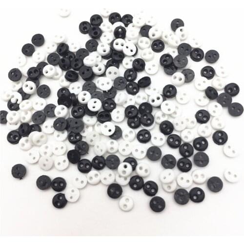 1000pcs 4mm Black/White Plastic Mini Doll Clothing Button 2 Holes Flatback Tiny Buttons DIY Handmade Sewing Scrapbook Accessory