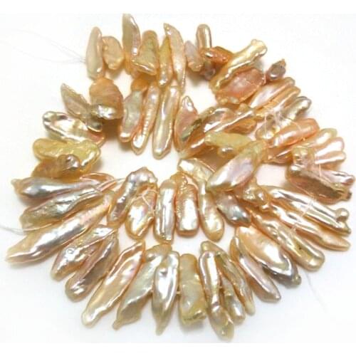 16 inches 8-20mm Natural Pink Flat Freshawter Biwa Pearls Loose Strand