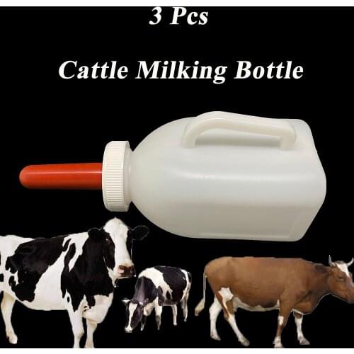 3PCS Calf Milking Nursing Bottle Feeding Feeder Plastic 1L Durable Nipple Vertical Cow Cattle Veterinary Supplies