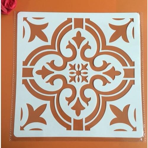 30 * 30cm DIY stencil painting template retro flower pattern model wax paper tile wall floor furniture decorative painting mold