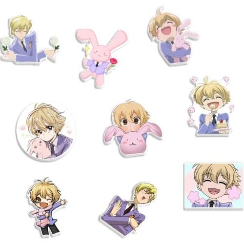 Japanese Animation Character Printing Resin Flat High School Home Decoration Accessories DIY Bow Earrings 30 Pcs