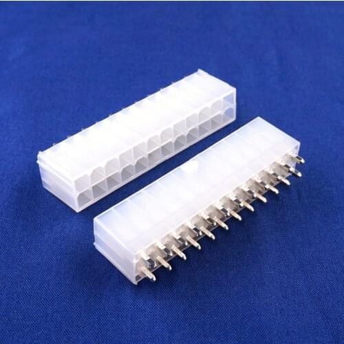 5pcs Motherboard ATX 4.2 mm 24 pin Male Header Pins 24 Position Mainboard CPU Power Connector PCB Through Hole Vertical Solid